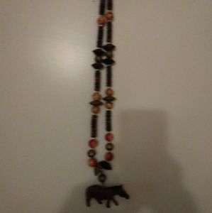 Tribal Wooden Zebra Necklace